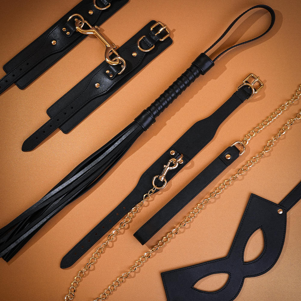 bdsm kit with leather restraints